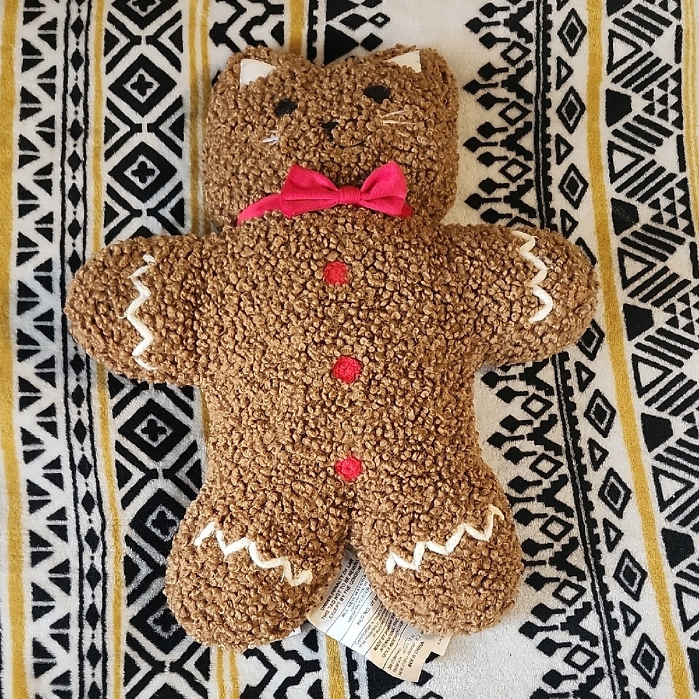 Brown Gingerbread Plush with Pink Bow